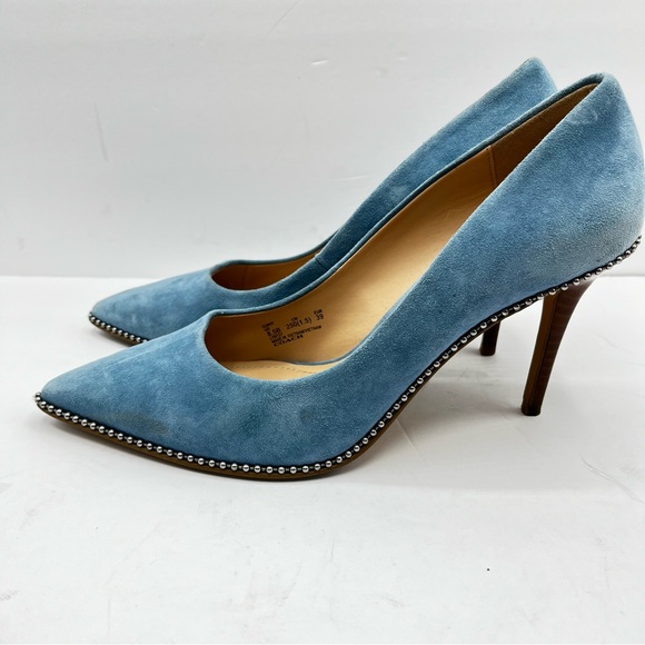 Coach Women’s Sz 8.5B Waverly Pumps in Light Blue Suede Heels Wedding Bride - Picture 6 of 16